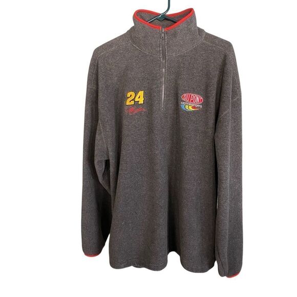 Men's Chase Authentics NASCAR Jeff Gordon #24 Gray 1/4 zip Fleece Sweater Size L - Picture 1 of 10